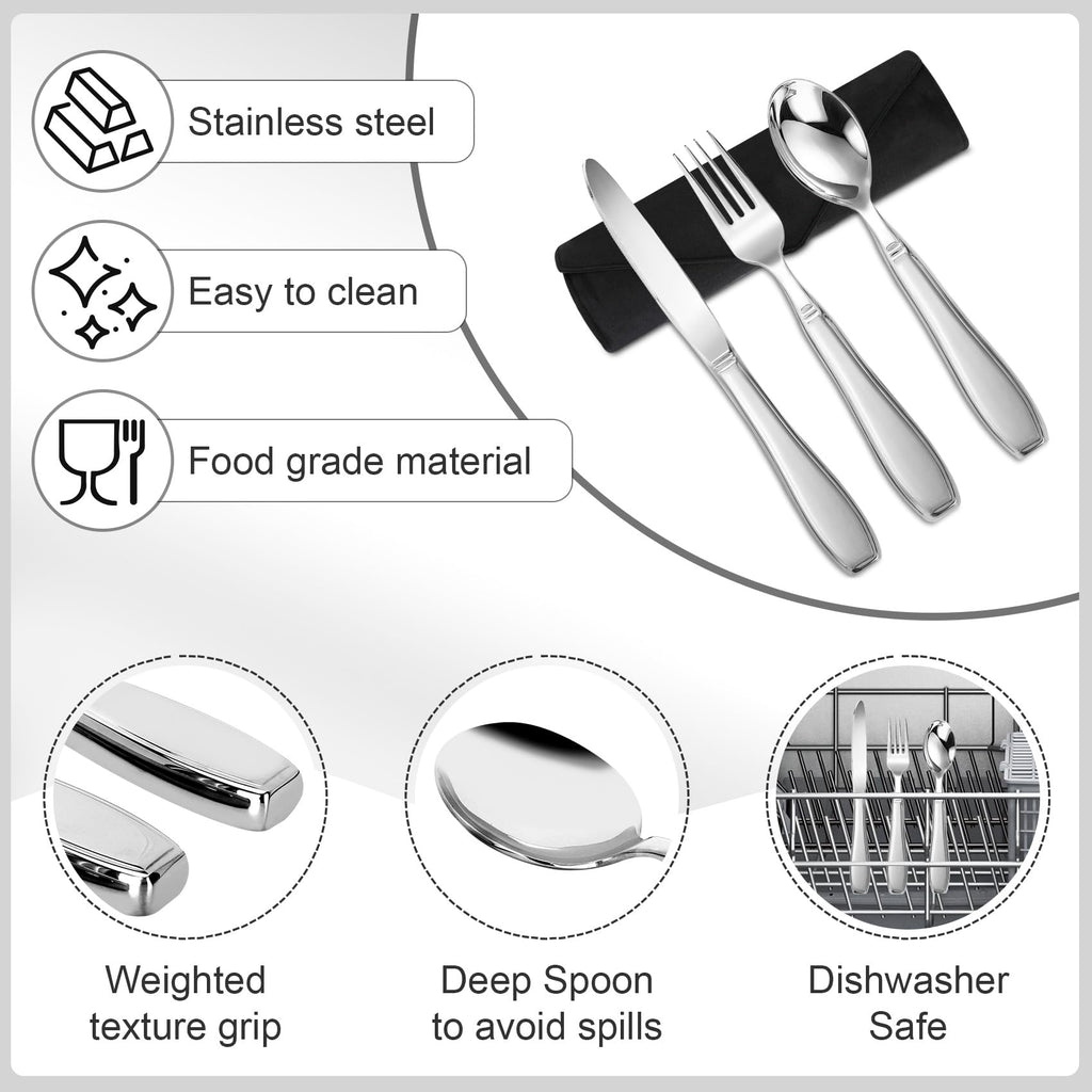 Weighted Utensils for Hand Tremors and Parkinson's Patients-Adaptive Utensils-3 Piece Set Weighted Silverware for