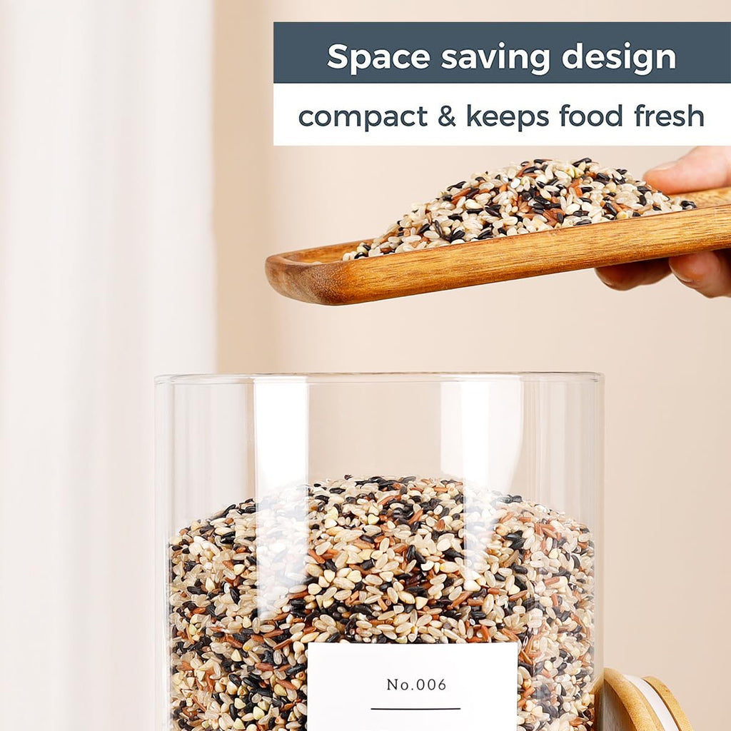 Large Glass Storage Jars With Airtight Bamboo Lid - 100 Fl Oz Thicken Kitchen Glass Food Storage Canister With 42