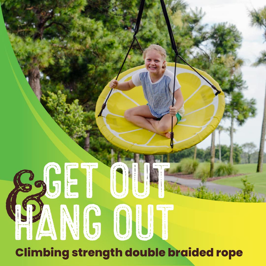 Slice Tree Swing, Saucer Swing for Kids Outdoor, Weather Resistant Quick Drying Fabric, Easy Tool Free Assembly, Ages