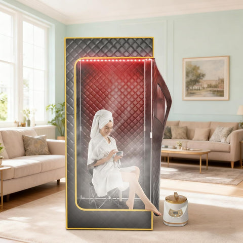 Red Light Portable Steam Sauna for Home, Infrared Sauna for Relaxation,Detoxification,1300W 3L Steamer