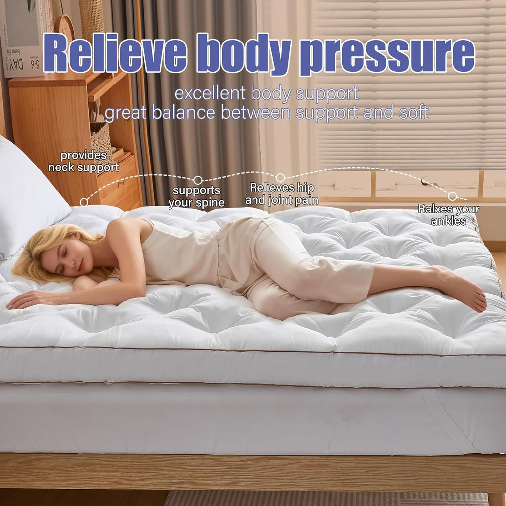 4 Inch Memory Foam Mattress Topper Queen for Back Pain Relief, Filled with Breathable Gel Memory Foam, Supportive