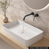 Rectangle Vessel Sinks for Bathrooms: 24 Inch Large Bathroom Vessel Sink, Modern White Porcelain Bathroom Sink