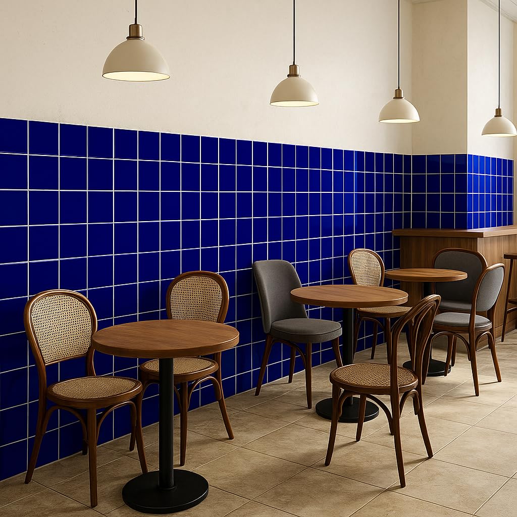 Classic 6x6 Glossy Cobalt Blue Ceramic Wall Tile - Box of 8 Pieces (2 Sq Ft) Backsplash, Bathroom Wall, Shower &