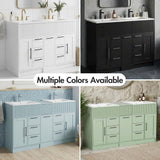 60 Inch Bathroom Vanity with Double-Sink, Freestanding Modern Bathroom Vanity Cabinet with Ceramic Basin