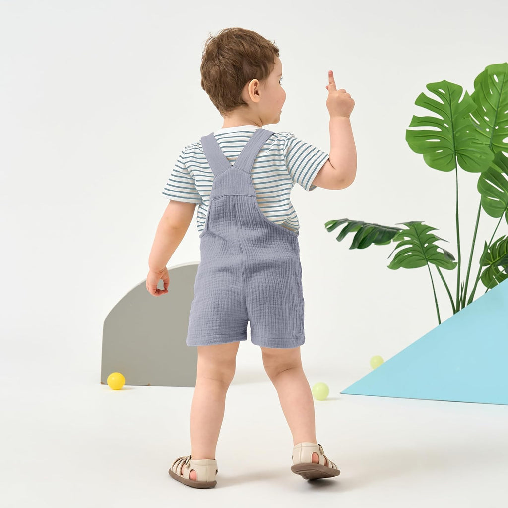 Baby Boy Short Overalls Cotton Gauze Shortall