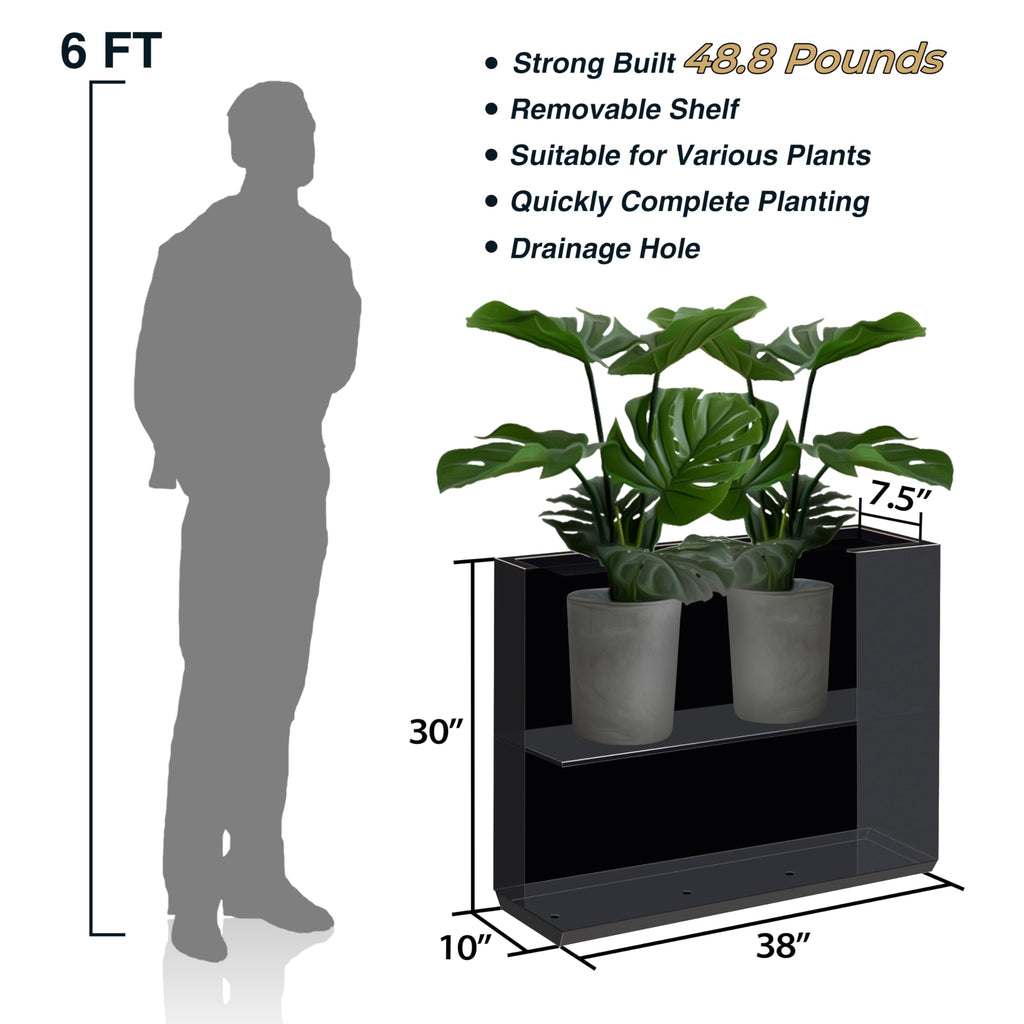Metallic Heavy Duty Outdoor Planter Box, 38Lx10Wx30H Span Planter