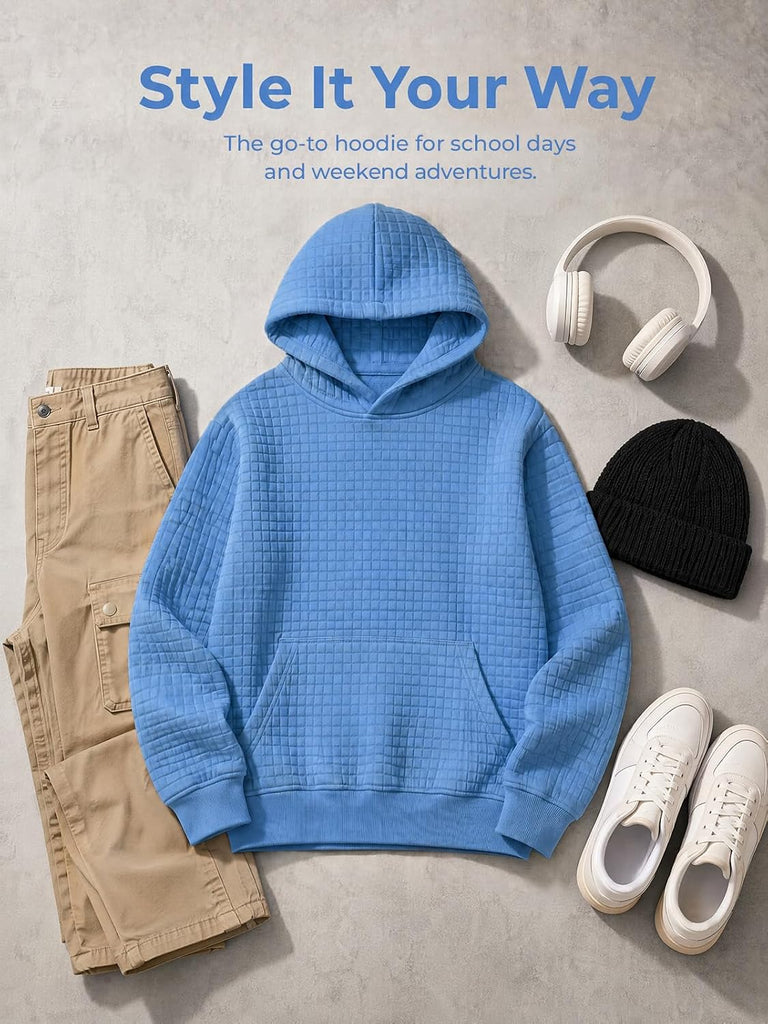 Boys Pullover Hoodie Sweatshirts Casual Waffle Knit Hoodies