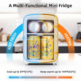 Compact Mini Fridge, 4L Capacity/6 Cans Portable Cooler and Warmer Compact Refrigerator, for Bedroom,Car,Office and