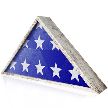 Flag Display Case - 5' x 9.5' Funeral & Military Flag Shadow Box with HD Tempered Glass and Wall Mount, Folded