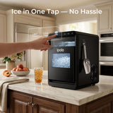 Nugget Ice Maker Countertop: 44lb/Day, Self-Cleaning, Black Stainless Steel, Portable, Soft Chewable Pebble Ice