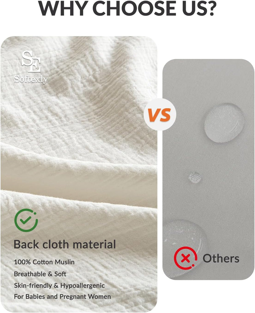 Muslin Duvet Cover Queen, 100% Washed Cotton Duvet Cover Set, Ultra Soft Comforter Cover Linen Like, 3 Pieces