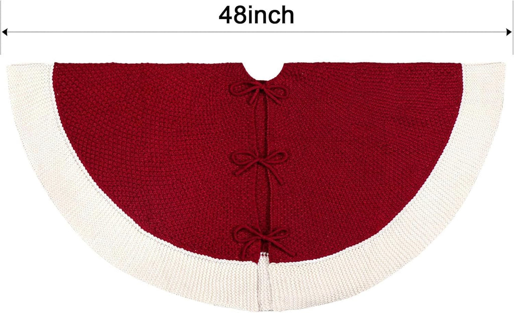 Knit Christmas Tree Skirts, Neutral Tree Skirt, Cozy Christmas Decorations