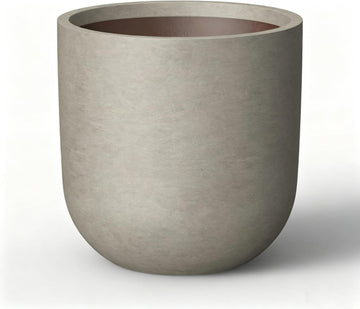 Small Round Capsule Weathered Concrete Planter 11" Dia, Outdoor