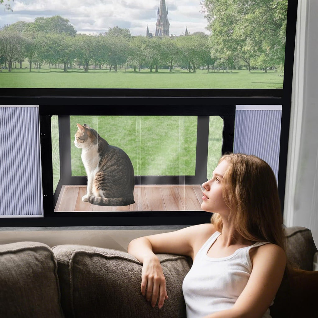 Cat Window Box Outdoor Window Catio for Cats Sunbathing Napping Overlooking