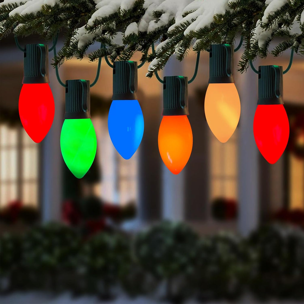 C9 Christmas Lights Outdoor 25Ft Vintage Incandescent Christmas Lights with 26 Multicolor Ceramic Glass C9 Bulbs(1