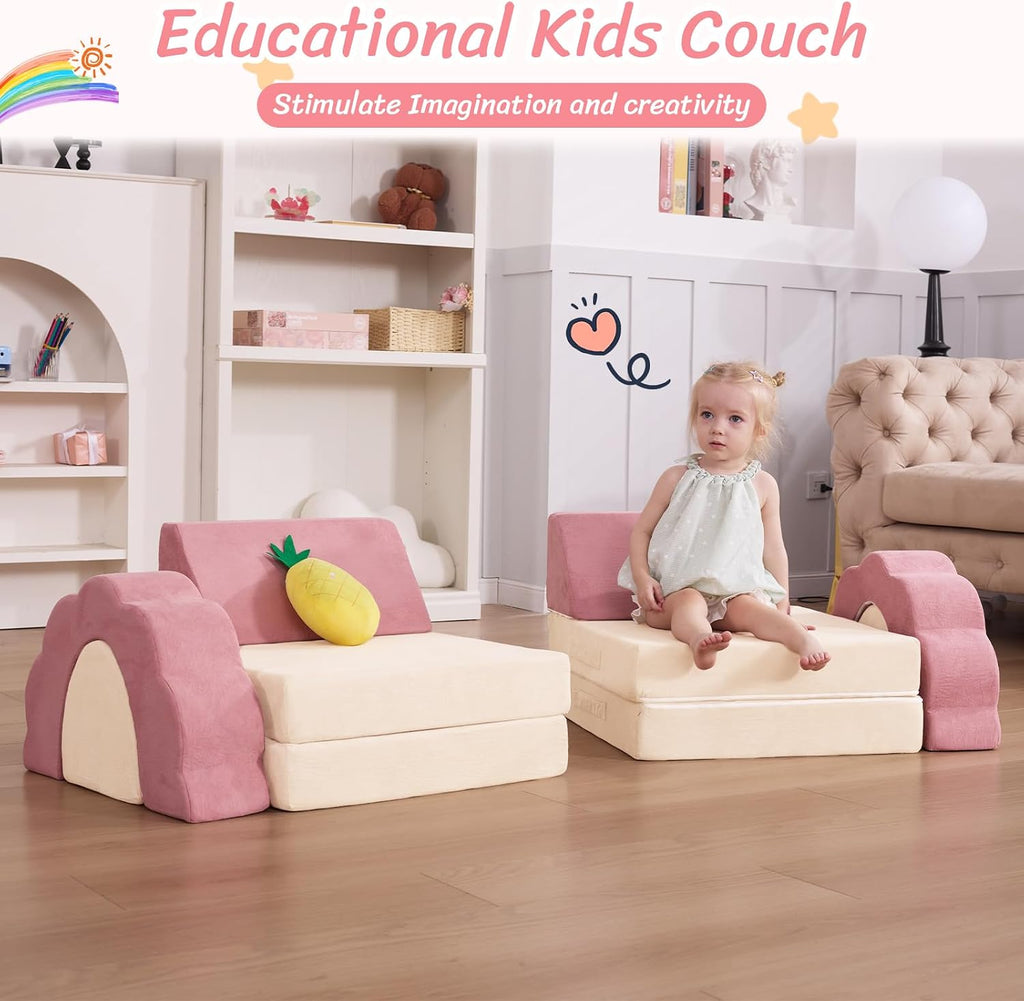 Kids Couch 10PCS, Modular Kids Play Couch (Medium Size)
