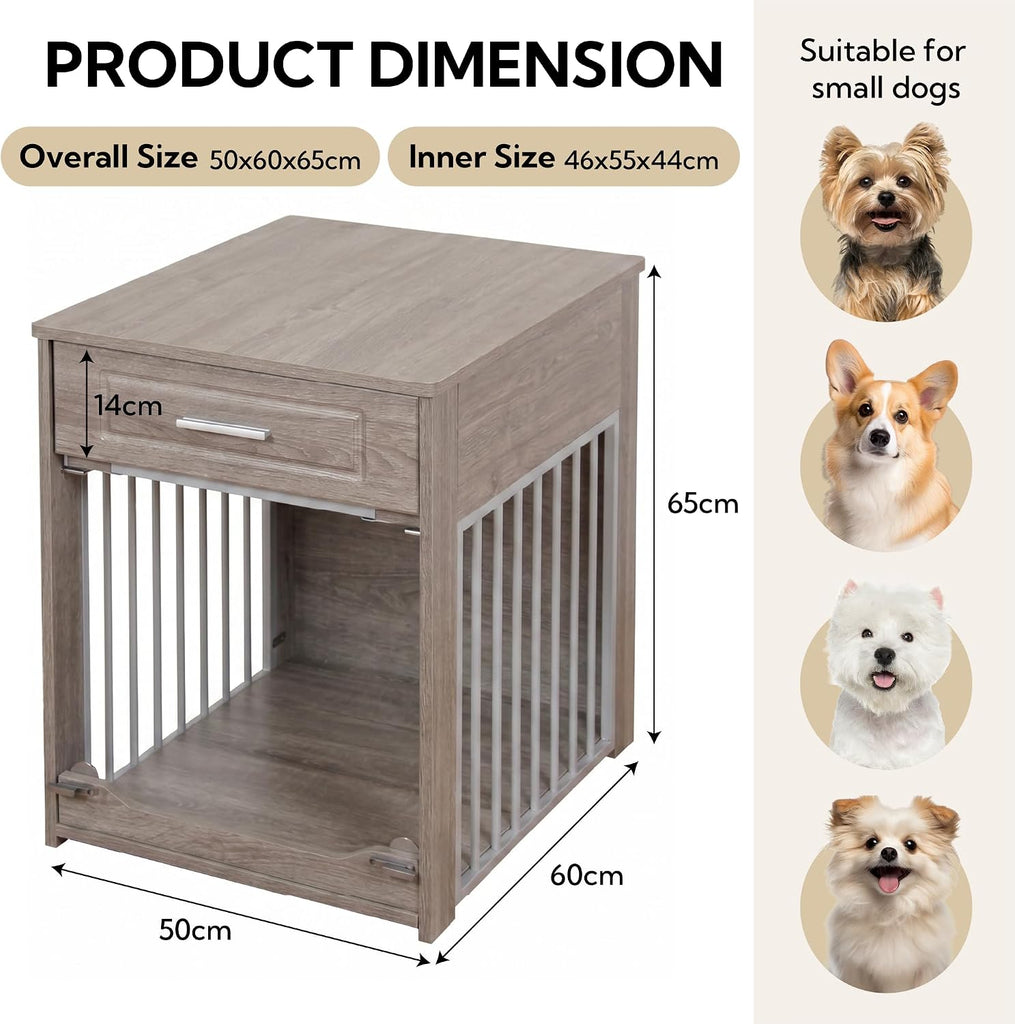 Dog Crate Furniture End Table with Flip-Up Door for Small Dogs