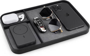 Leather Tray, Stylish and Organized Multifunctional Tray, for Table Entryway, Premium PU Leather, Catchall Tray