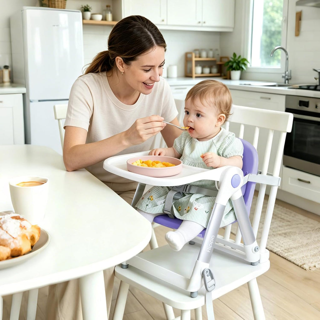 3-in-1 Toddler Booster Seat Chair & Dining Table with Removable Tray and Safety Straps, Portable& Foldable Babies