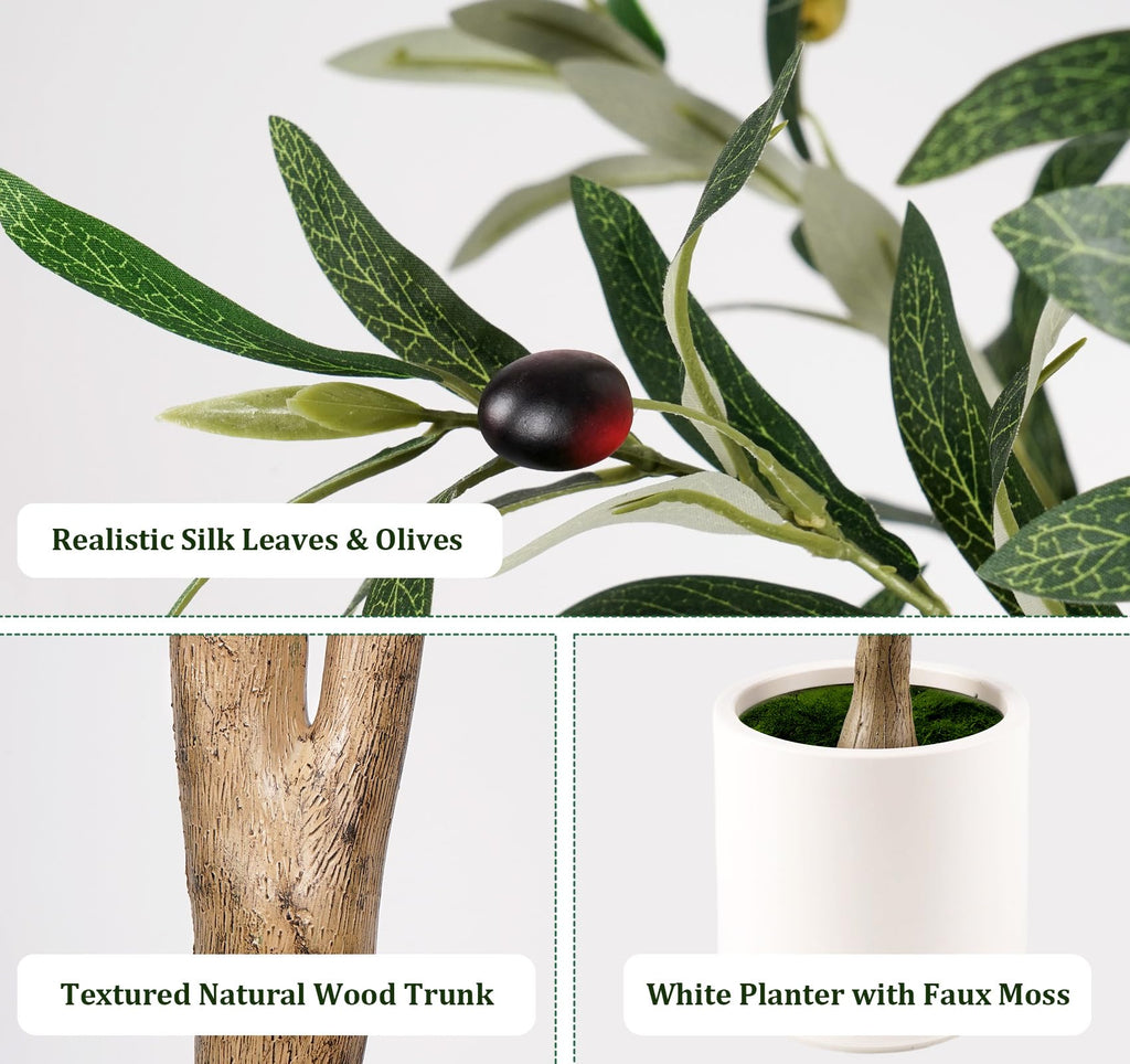 Artificial Olive Tree 5FT with Natural Wood Trunk Faux Plant