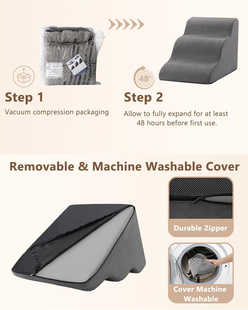 Dog Stairs for Small Dogs, 3 Step Dog Ramp for Couch, Non-Slip Steps