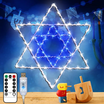 Hanukkah Chanukkah Decorations Window Lights, Star of David 80Led-1Pack - Set of 66