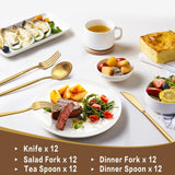 60-Piece Gold Silverware Set, Flatware Set for 12, Food-Grade Stainless Steel Cutlery, Includes Spoons Forks Knives