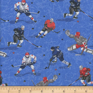 Fabrics Mook Cotton Hockey Players Fabric, 1, Cracked Ice, Fabric by the Yard