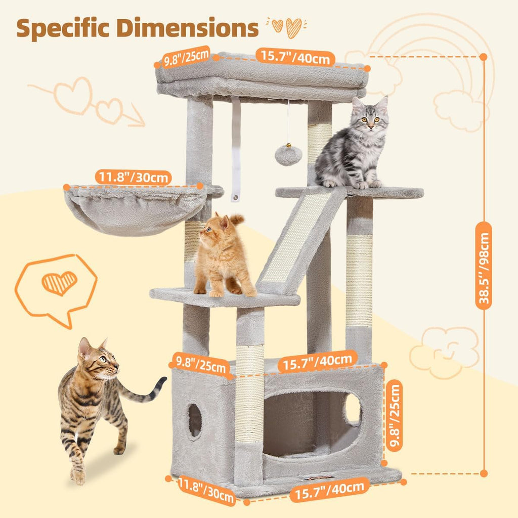 Cat Tree, 38.5In Cat Tower for Indoor Cats, Suitable for Kittens