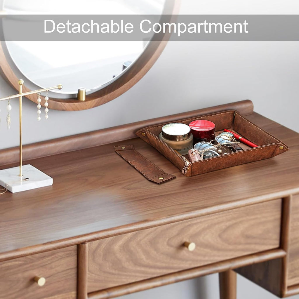 Valet Tray Desktop Storage Organizer with 2 Compartments