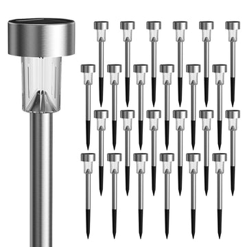 24 Pack Solar Lights Outdoor Waterproof, Stainless Steel