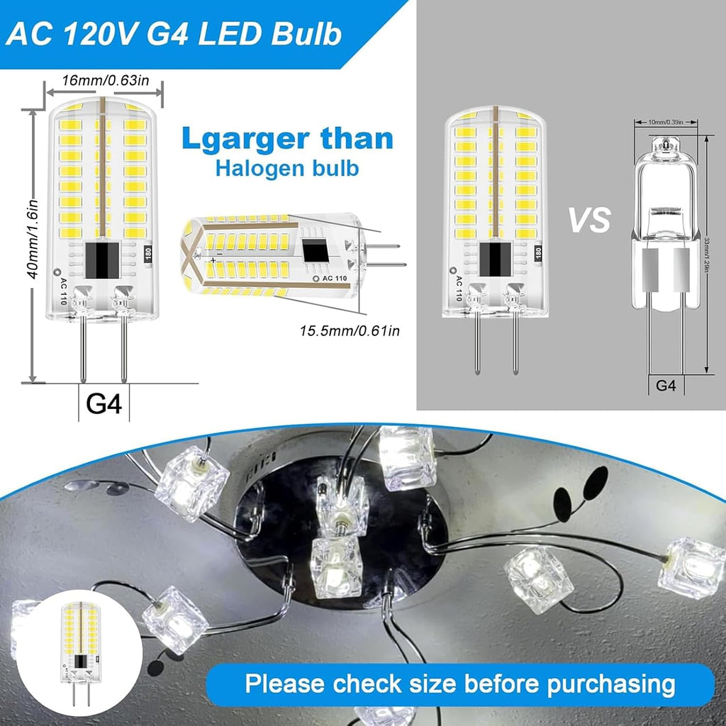AC 110V-130V G4 LED Bulb Dimmable 3W 6000K 20W-30W Halogen Equivalent