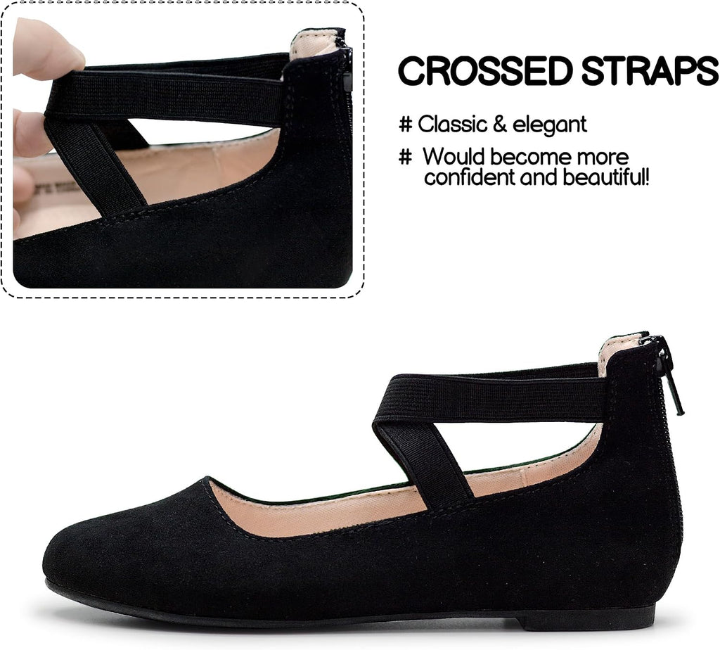 Girls Dress Shoes Mary Jane Shoes for Girl Ballet Flats with Ankle Strap