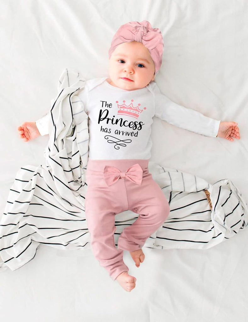 Infant Newborn Baby Girl Clothes Long Sleeve Snap Romper Pant Sets