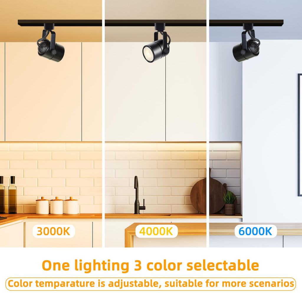 Plug in Track Lighting Kit with GU10 3CCT H‐Type Black 12 Heads