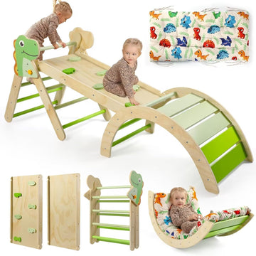 Triangle Set with Cushion, 7 in 1 Toddler Climbing Toys Indoor