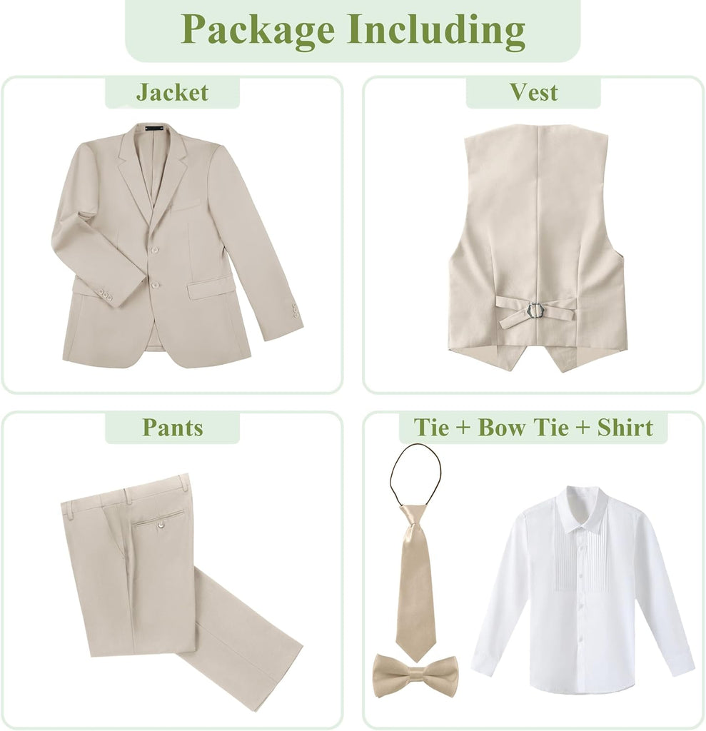 Boys Suit for Kids 6 Pieces Formal Dresswear Set for Wedding