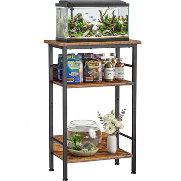 5-10 Gallon Aquarium Stand, 3-Tier Fish Tank Stand with Storage Shelves, Heavy Duty Terrarium Stand, Fish Tank Shelf