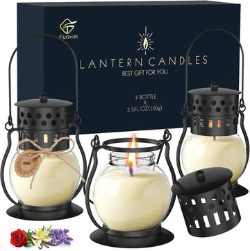 Scented Candles Gift Set - 3 Pack Candles Scented Retro Lantern - Set of 3
