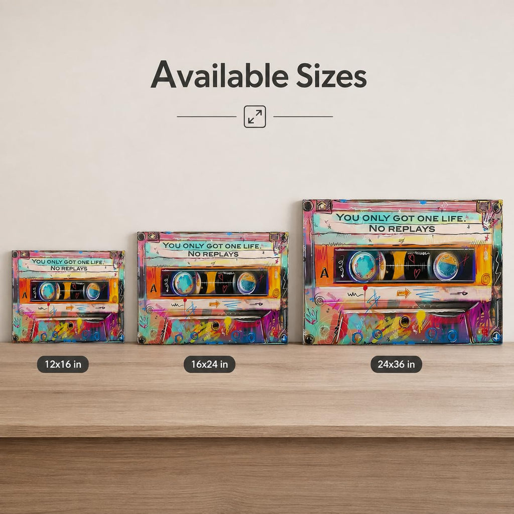 Colorful Graffiti Cassette Tape Motivational Wall, You Only Got One Life Inspirational Canvas Prints, Pop Street
