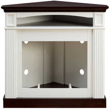 36" Corner Fireplace Mantel Surround, Stylish Wave Design, White