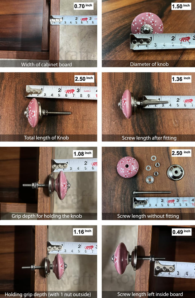 Vintage Blue Hand Painted Ceramic Pull Knobs Cabinet, Door & Drawer, Wardrobe, Cupboard (Set of 10) Sknob002