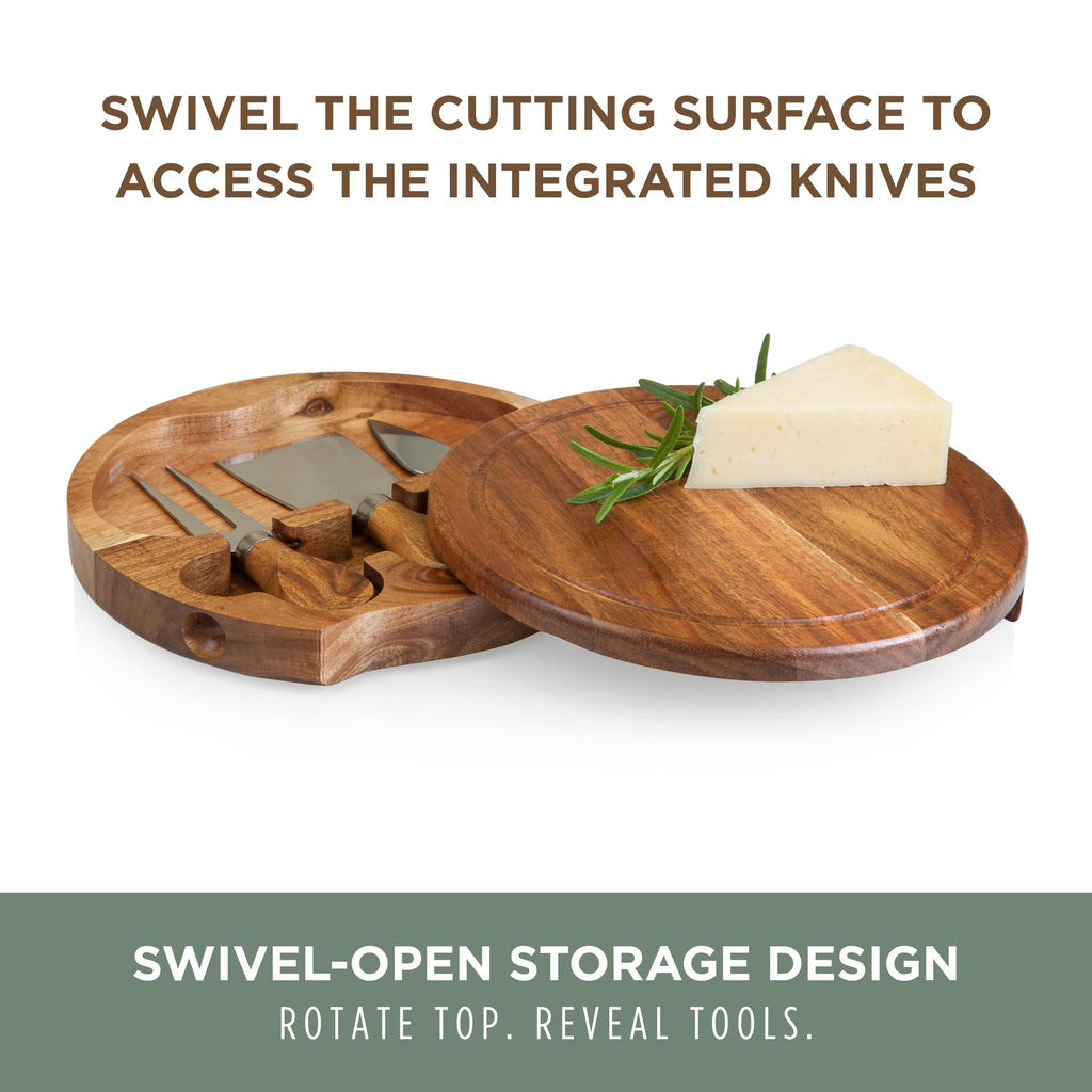 Acacia Brie Cheese Board and Knife Set - Charcuterie Board Set - Wood Cutting Board, (Acacia Wood) 7.5