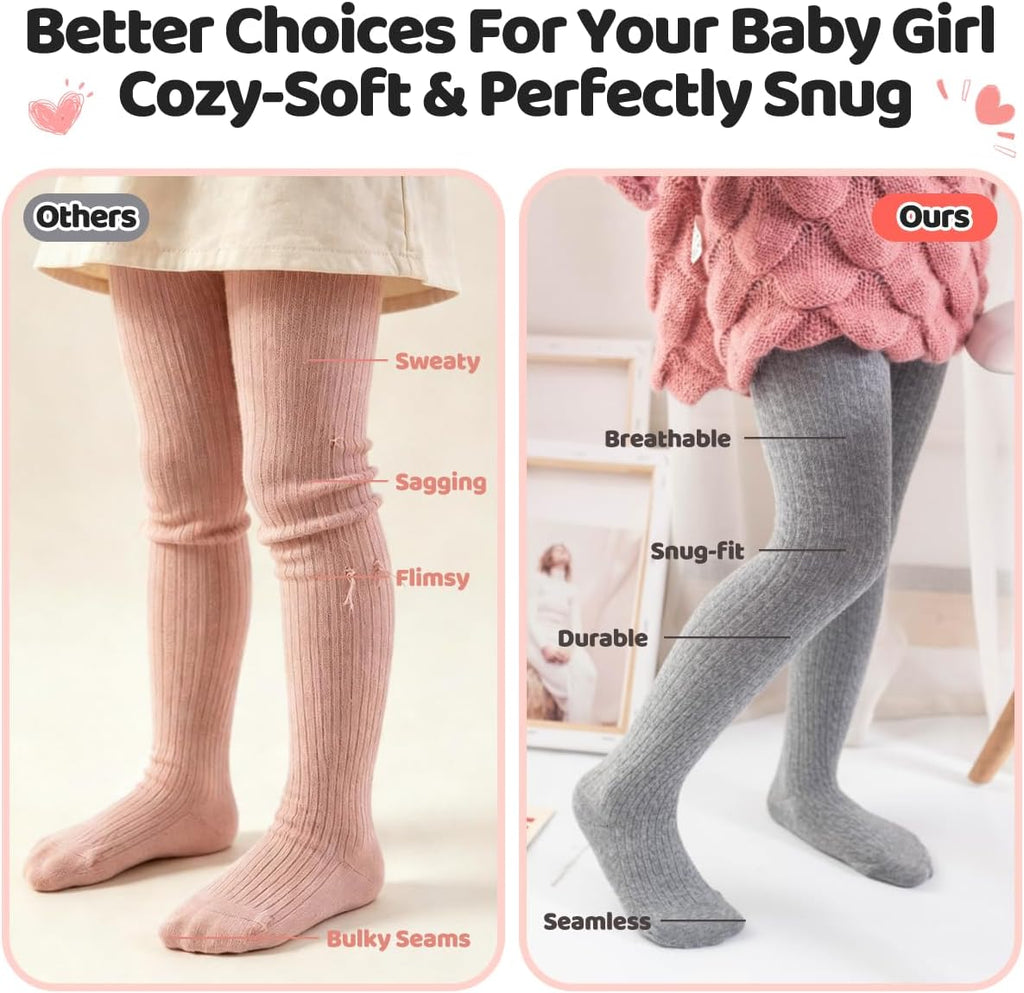Knit Baby Girls Tights: Cable Knit Cotton Warm Footed Leggings