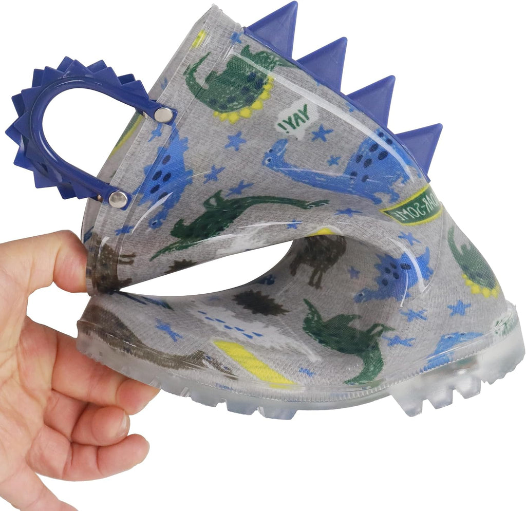 Toddler Boys Adorable Dinosaur Light Up Rain Boots