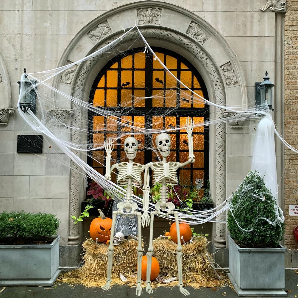 3ft Posable Plastic Halloween Skeleton-36" Skeleton Halloween Decor - Set of 2