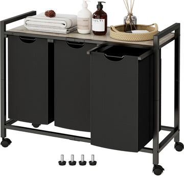 Laundry Hamper, Laundry Basket, Laundry Sorter with 2 Pull-Out and Removable Bags, Shelf, Laundry Room Storage with