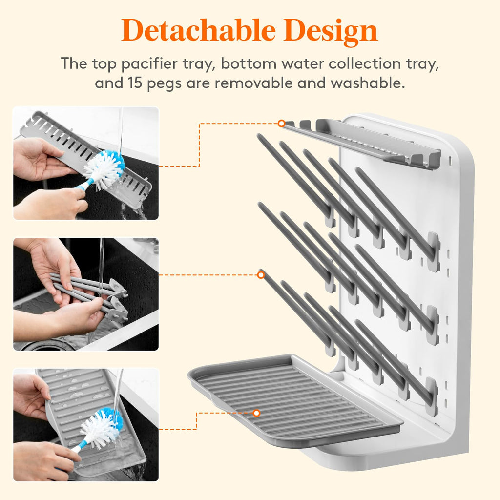 15-Hooks Baby Bottle Drying Rack for Countertop