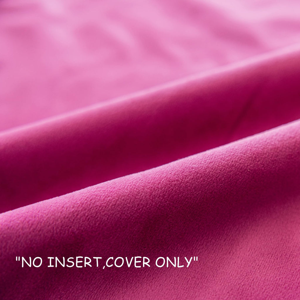 Set of 2 Hot Pink and White Velvet Throw Pillow Covers Modern Minimalist Style Solid Decorative White Rope Edging