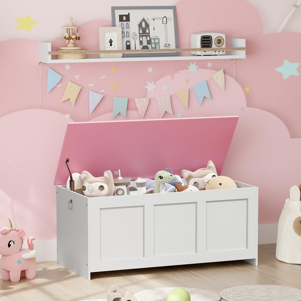 Storage Bench, 39.3" Retro Wooden Storage Chest, Wooden Storage Trunk, Toy Chest with Lift Top, Multifunctional